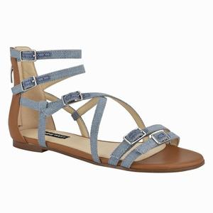 Nine West Lorna Casual Flat Sandals - Light Blue - Ireland (LM5749632)